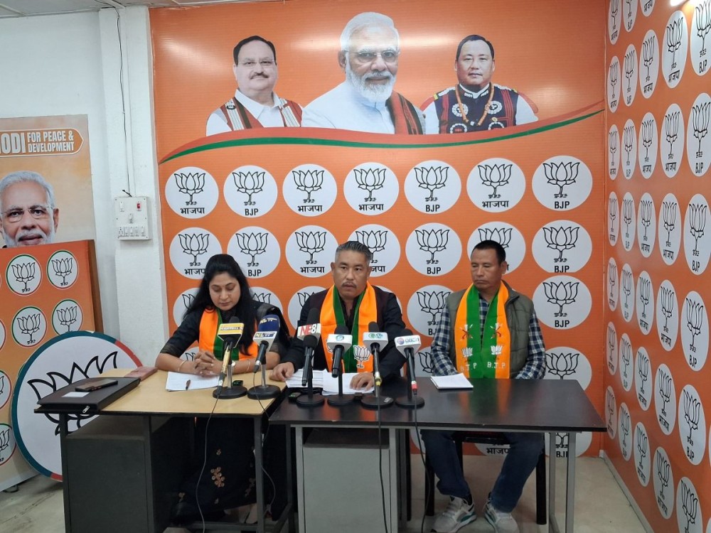 BJP Nagaland unit General Secretary, Manai Konyak and other during the press conference held in Dimapur on January 4. (Morung Photo)